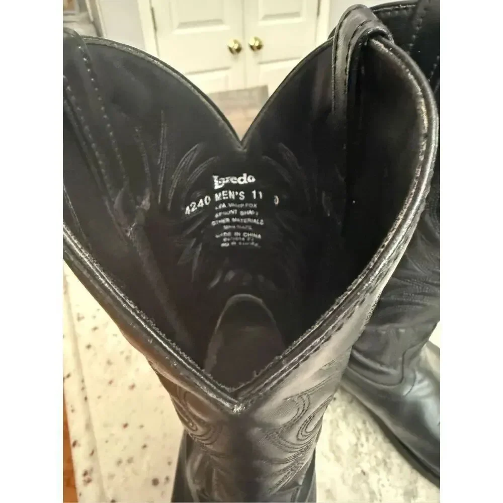 Larado Black 12” Paris Western Leather Cowboy Boots sz 11
